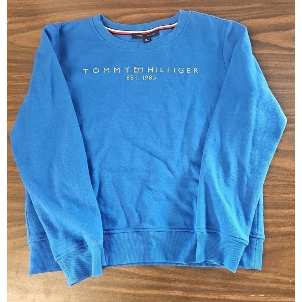 TOMMY HILFIGER ROYAL BLUE GRAPHIC CREW NECK SWEATSHIRT Small